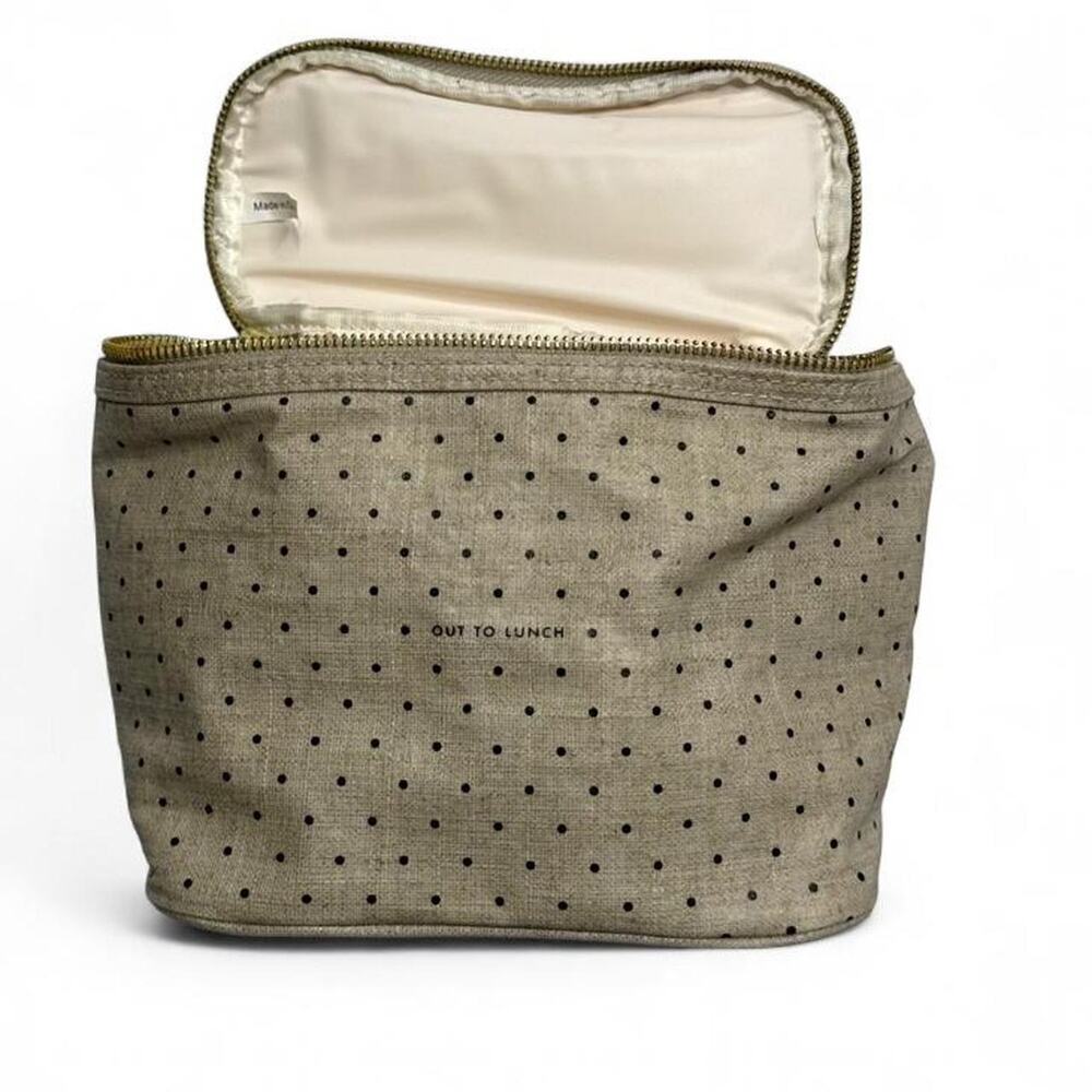 Kate Spade black + cream polka dot lunch bag coquette lunch box work office girl - Picture 4 of 8